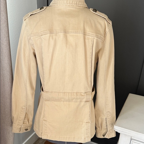 Lauren Jeans Co Tan Denim Belted Utility Jean Jacket Size M Ralph Lauren NWT - Picture 5 of 15